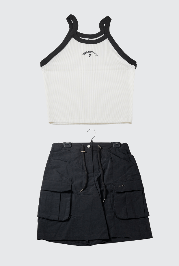 拼色繞頸式上衣+金屬孔百慕達短褲_PARREV250702_PARREV250703