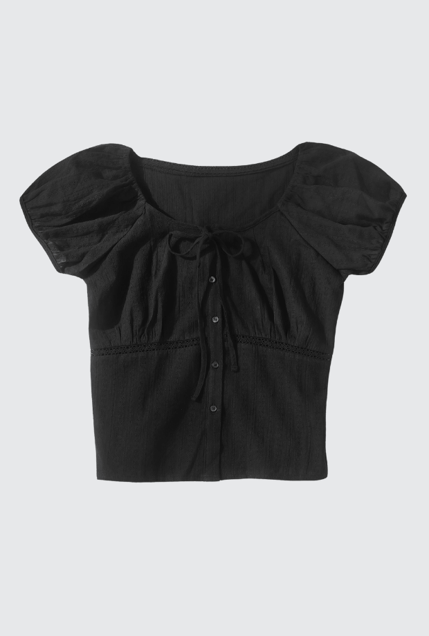 蕾絲澎袖上衣_PARMOD250710