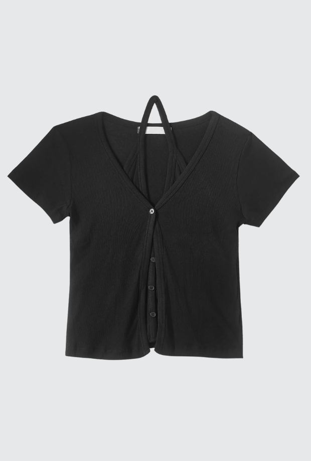 繞頸式開襟衫＿PARHON250702