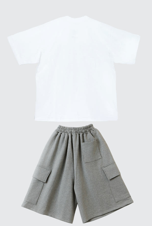 蜘蛛裂紋 T 恤（高密度 15 支紗)+大口袋工裝百慕達短褲_PARCUR250701_PARCUR250702